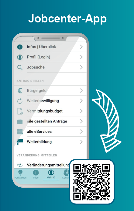 Screenshot der App mit QR-Code zum Download